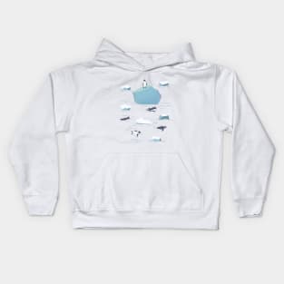 Penguins in Icy Waters Kids Hoodie